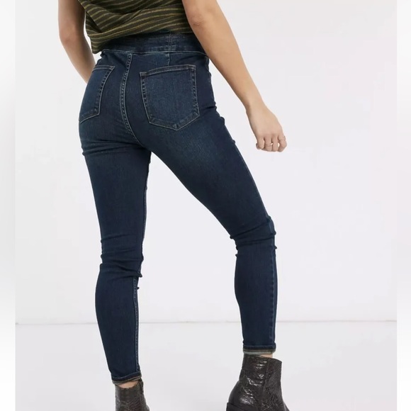 Free People Crvy Lover's Knot Lace Up High Rise Skinny Jeans - Picture 2 of 6